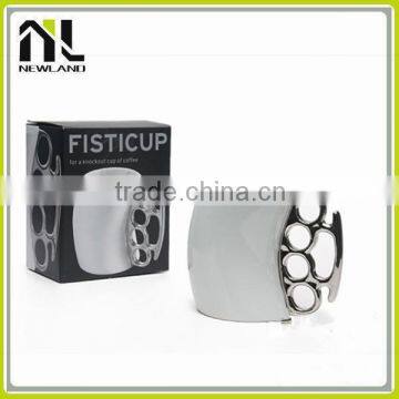 Fist shape handle blank ceramic promotion coffee white mugs wholesale