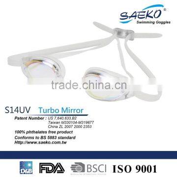 Racing Mirror -Humanize Mirrored lens swim goggles adjustable nose bridge Anti-Fog Swimming Goggles