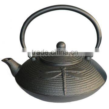 Dragonfly cast iron red teapot