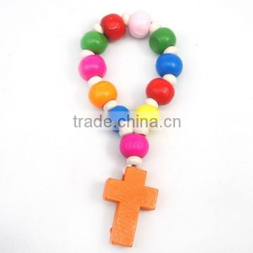 New design colour wooden weaving cording ring with cross