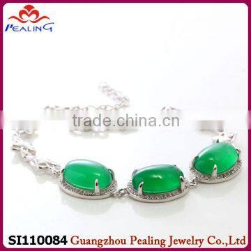 2014 fashion wholesale chrysoprase 925 sterling silver braided rope bracelet