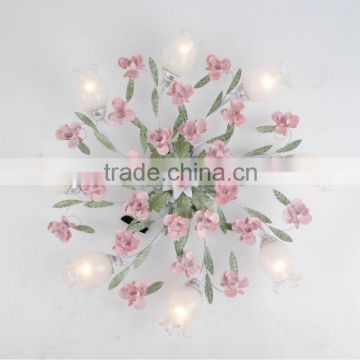 Rustic metal frame flower paint factory price cheap ceiling light