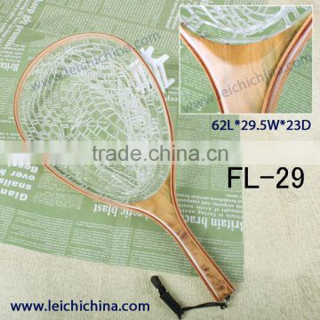 Top quality burl wood rubber net fishing landing net