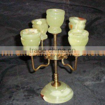 NATURAL 2017 New Items ONYX CANDLE HOLDERS STANDS BRASS WORK photo-2