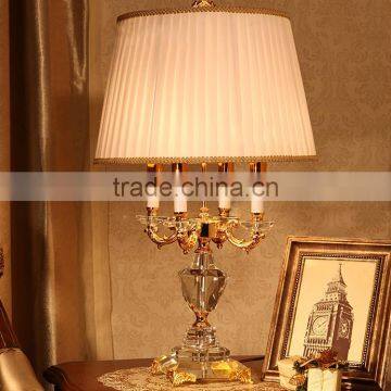 Graceful Clear Crystal Body Four Candles Table Lamp With Lampshade photo-2