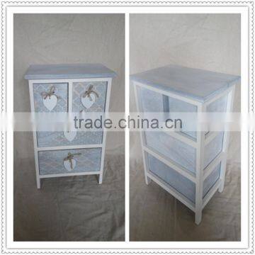 Shabby Chic Wooden Storage Chest Fully Assembled Wood Living Cabinet With White Hanging Hearts Handles photo-5