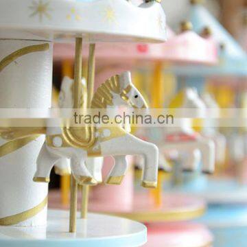 N533 Wooden Music Box Wooden Carousel Christmas Gift Decoration photo-2