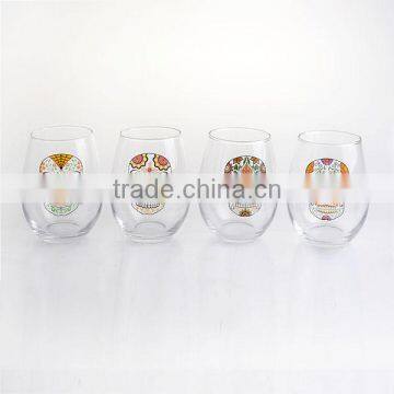 Smile Skull Decal Drinking Water Glass Cup photo-2