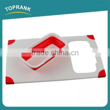 Cheap Custom Color Food Grade Rectangle Plastic Cutting Board With Strainer photo-2