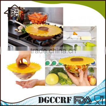 NBRSC Competitive Factory Price 11-inches Sunflower Lid Silicone Suction Bowl Lid Food Cover