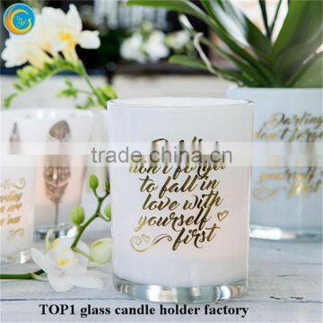 luxury french candles sprayed white or black glass candle jar printed with gold logo with great price