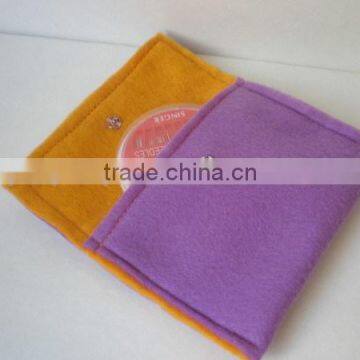 China supplier pure color polyester retina sleeve money purse wholesale cotton fabric cd wallet with button for men women