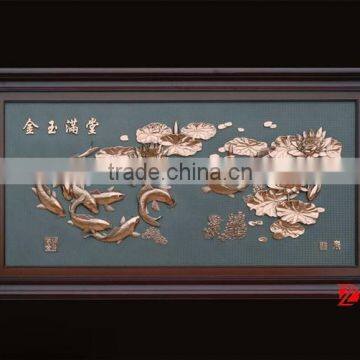 bronze golden fish wall statue for hotel