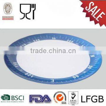 Round melamine leaves design white plate