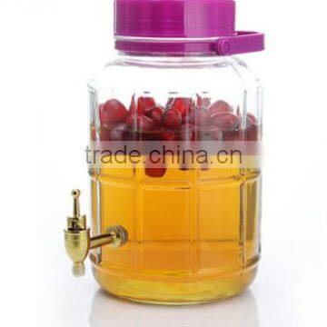 High quality 5L clear glass drink dispenser with tap