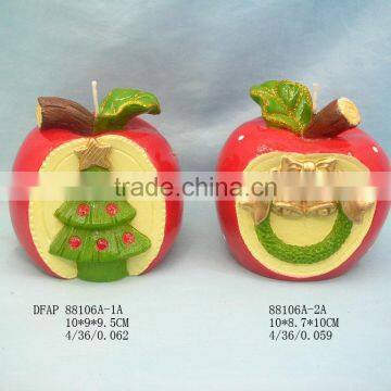 art apple candle with christmas tree