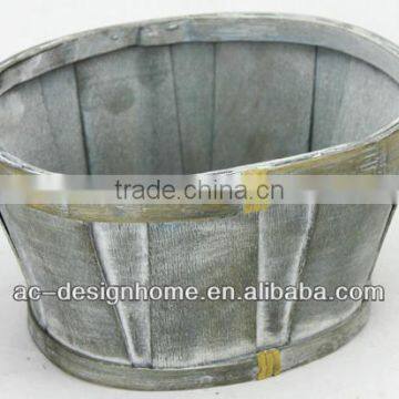 GREY WASH OVAL BAMBOO CHIP BASKET