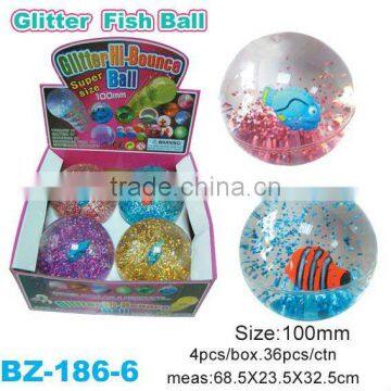 TPU Fish Bouncing Ball With Glitter