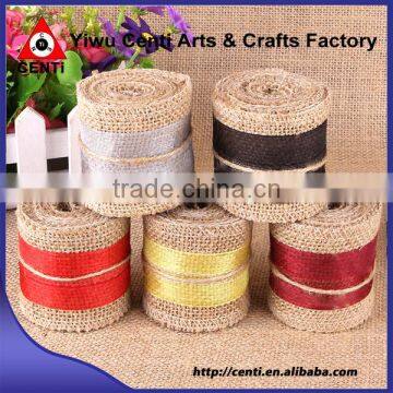 Natural Jute Hessian Burlap Ribbon With Lace Trims Tape Belting Strap Crafts photo-2