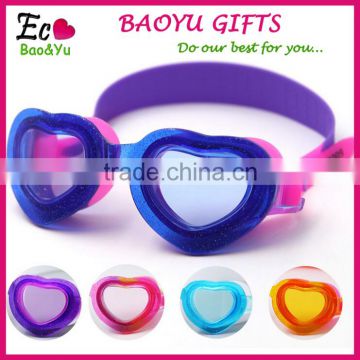 2016 Fashionable Heart Design Lens Swimming Goggles With Anti Fog