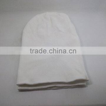 Hat manufacturer of pure white acrylic knitted hat warm and lovely