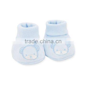 Wholesale Baby Product Thermal Lovely Blue Beer Embroidered Organic Cotton Fancy Baby Sock