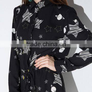 HAODUOYI Women Fashion Star Sky Printed Playsuits Slim Long Sleeve Jumpsuits photo-3