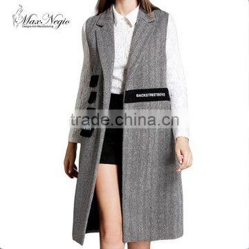 Maxnegio 2017 Autumn Europe Style Long Coat Vest For Women