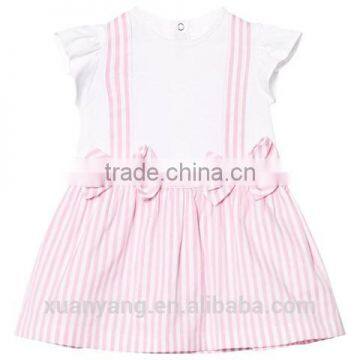 New Arrival Kids Clothes Frocks Design 100% Cotton Pink Stripe Latest Children Girl Dress photo-2