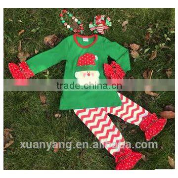 2017 Children Kids Christmas Tree Ruffle T-shirt and Ruffle Pant Outfit Ruffle Outfit photo-2
