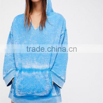 Custom Made Pullover V-neckline Sporty Front Pocket Oversized Hoodies for Women