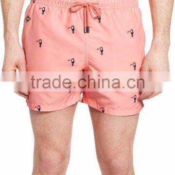 New Design Pink Toucan Swim Trunks 100% Nylon Polyester Board Shorts Printing Logo Summer Fitness Beach Shorts photo-2