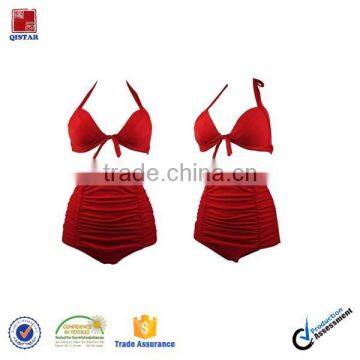 Sexy Womens Plain Red Halter Beach Swimwear Two Pieces Set