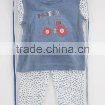 Wholesale Winter Kids 2Pcs Set Pajama Navy O-neck Pajama Baby Set 100% Cotton BG1-386