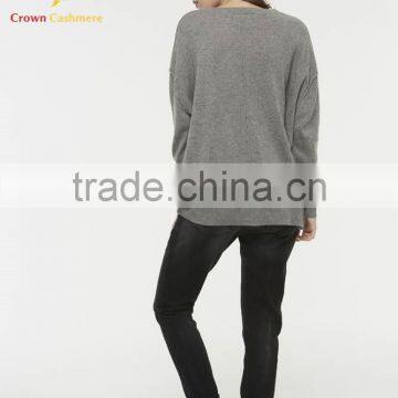 Women Grey Crew Neck Cashmere Sweater Knitting Pattern Free photo-5