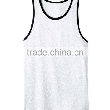 Contrast Piping 100% Cotton Mens Tank Top photo-3