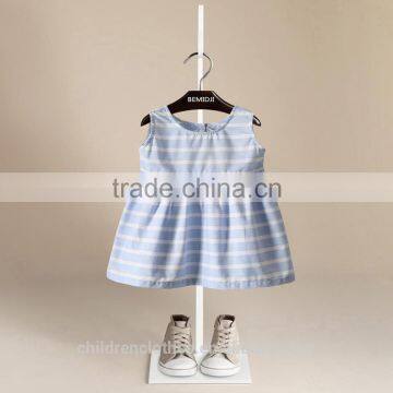 Summer Fashion Pink Stripes Cotton Dress Children Frocks Designs Boutique Girl Dress