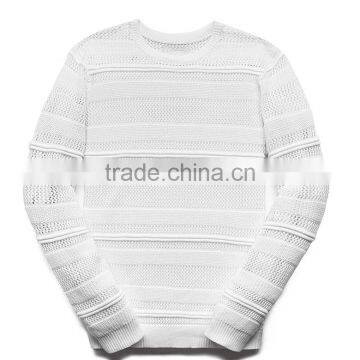 Custom Pierced White Pullover Man Winter Sweater photo-4