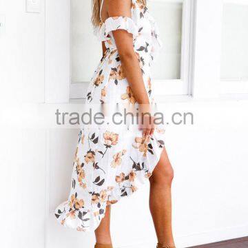 Sexy Women Summer Orange Dress Floral Print Long Casual Maxi Dresses photo-3