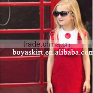 Kids Top Clothes Brands Sleeveless A-line Dress solid color European latest children dress designs red solid color girls dresses