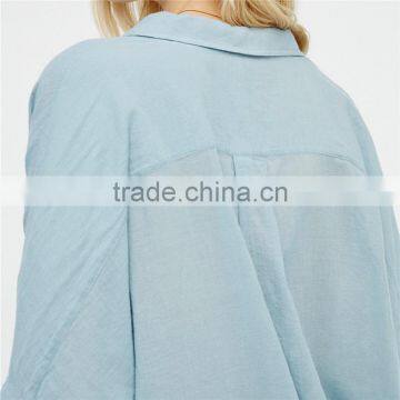 2017 OEM Ladies Common Clothing Lightweight Slouchy Cotton Blouse photo-5