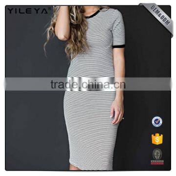 Wholesale Women Body Con Simple Striped Design Types Lady Elegant Guangzhou Fashion Dresses Ladies photo-3
