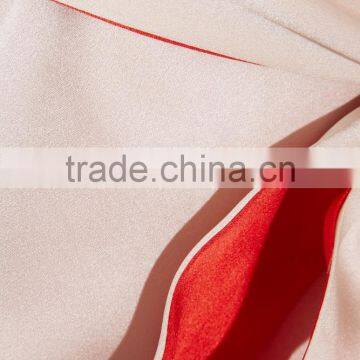 2017 New Style Pink and Red Color Blocking Embroidered Satin Robe With Waist Tie photo-5