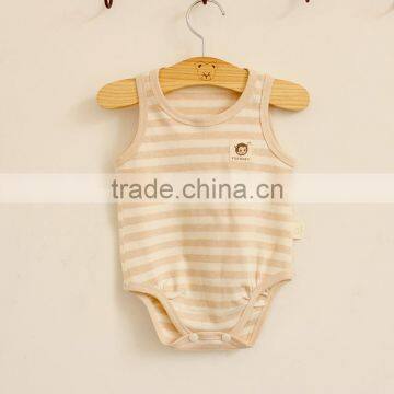 Hot Sale Stripe Organic Cotton Newborn Baby Vest Bodysuit photo-2
