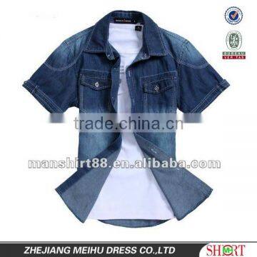 latest washed 100% cotton denim slim fit casual man shirt