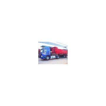 Blue 50 Ton Low Bed Trailer Two Single , 2 Axles Semi Trailer Truck