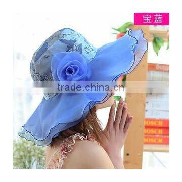 Summer Folded Sun Hat Beach Wide Brim Flower Roll-up Floppy Cap