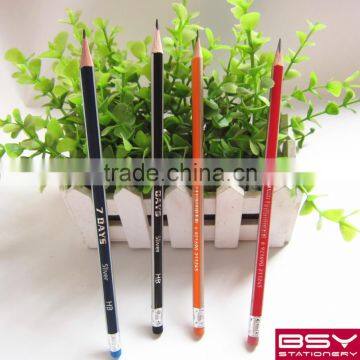 12pcs HB striped pencils with eraser in pvc boxs