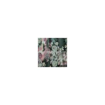 polyester printed mesh jointed with satin embroidery fabric