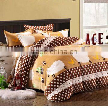 2017 New Design Lovely Sheep Print Bedding Set Flannel Blanket
